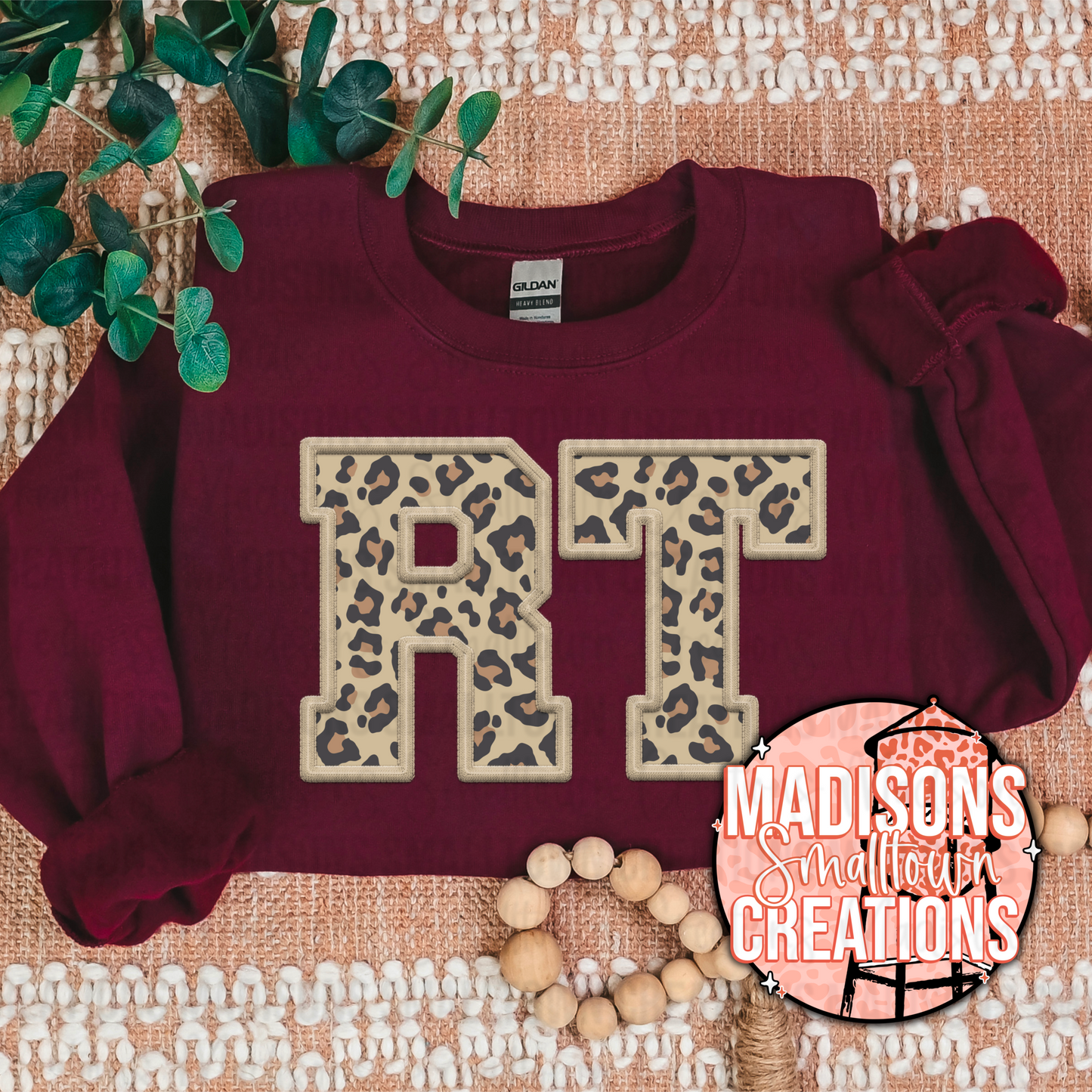 FAUX EMBROIDERY Leopard RT Crew