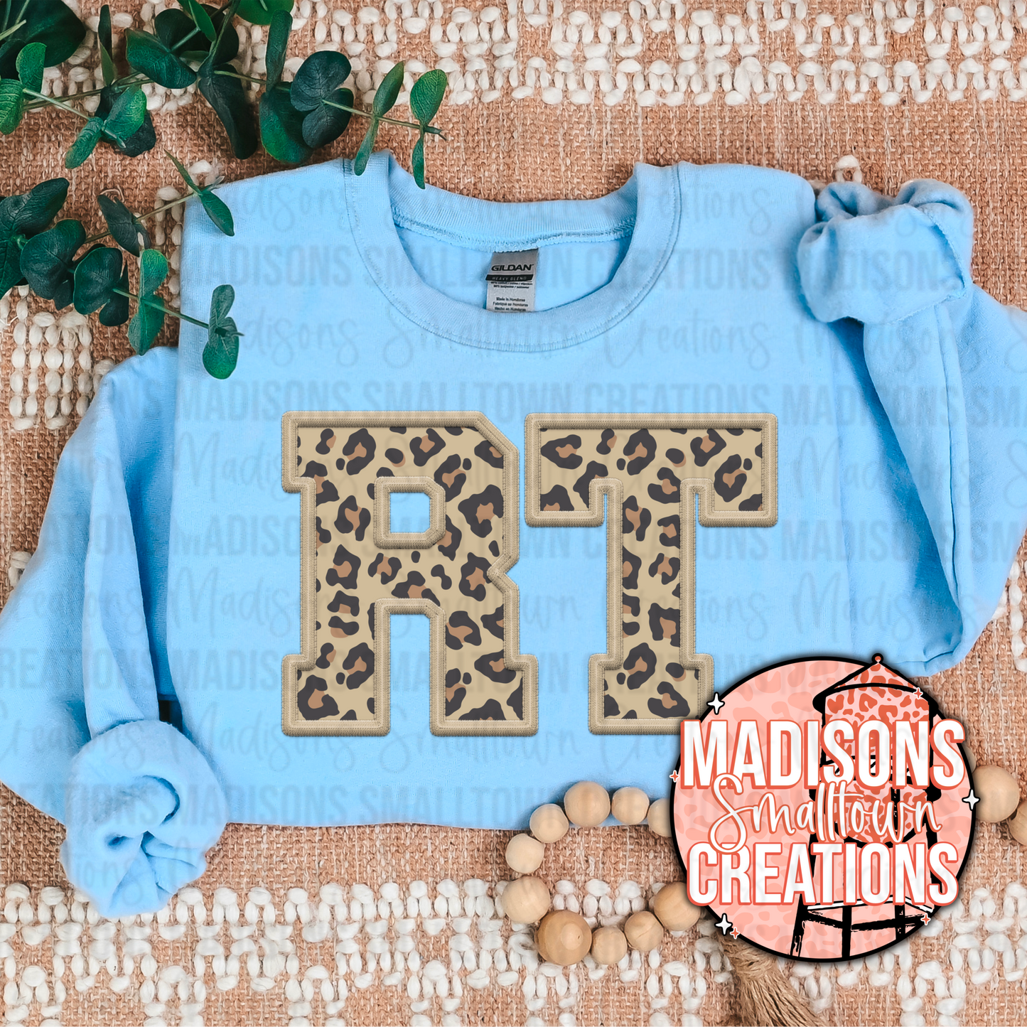 FAUX EMBROIDERY Leopard RT Crew