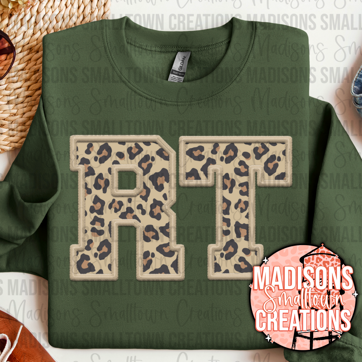 FAUX EMBROIDERY Leopard RT Crew