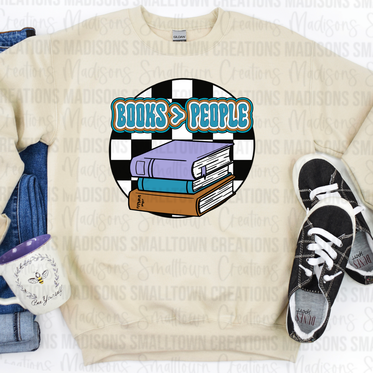 Books > People Crewneck Checkered